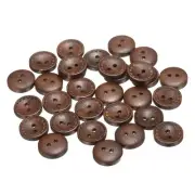 30pcs Wooden Sewing Button 15mm 2 Holes Round Craft Clothing Button Medium Brown