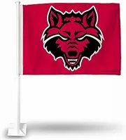 NCAA Rico Industries Arkansas State Red Wolves Alternate Double Sided Double Sided Car Flag - 16" x 19" - Strong Pole That Hooks onto Car/Truck/Automobile