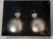 DEMURE DAMASK 1.5" Round Christmas Ornament Place Card Holders - SILVER - 2 pc