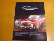 1968 PLYMOUTH BARRACUDA ORIGINAL ADVERTISING COLOR PHOTO PRINT 8.5 X 11