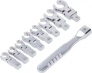 Ratcheting Open End Wrench Set: with Flexible Head and 180 Degree Rotating Spanner, Featuring Ratcheting End and Open Design