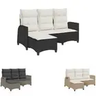 Reclining Garden Sofa with Cushions L-shaped Sofa Couch Poly Rattan vidaXL