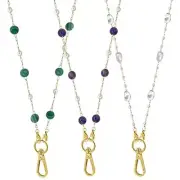 3x Nature Stone Eye Glasses Chain Holders Around Neck for Women Amethyst
