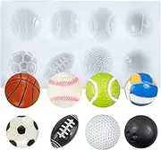 Balls Cake Decorating Silicone Mold for Fondant Cupcake Topper Chocolate Candy Baking Epoxy Resin Casting Concrete Cement Plaster Craft 8 Cavities Mini