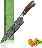 FineTool Kitchen Knife, 8 inch Professional Chef's Knives 7Cr17 Stainless Steel Vegetable Cleaver with pakkawood, Sharpest Cooking Knives Best Choice for Home, Brown (F-Chef's Knives)