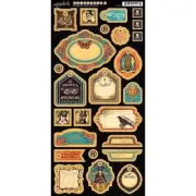 Graphic 45 Steampunk Spells Collection Halloween Spooky Chipboard Stickers