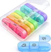 Weekly Pill Organizer 3 Times a Day Compact Pill Box 7 Day with Roomy Case