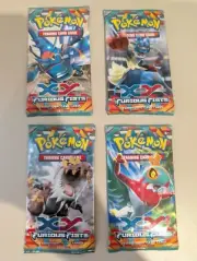 Pokemon TCG XY Furious Fists 4 Booster Packs 4/4 Artwork -Heracross, Lucario etc