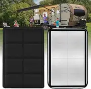 RV Murts Reversible Magnetic Door Window Shades with Reflectix Shield Black Camper Blackout Blinds for Indoor Window Extra Thick 25''x16'' Curtain for Travel Trailer No Drill CoverTemperature Control