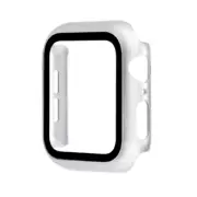 Hard PC Bumper Case w/ Tempered Glass for Apple Watch 45mm Series 7 SILVER