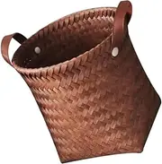 KICHOUSE Storage Basket for Home Toy Storage Hamper Toy Dirty Clothes Basket Toy Basket Home Storage Container Home Storage Baskets Trash Bin for Car Woven Baskets Brown Leather