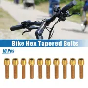 10pcs Tapered Bolts Screws for MTB Bike Bicycle Stem M5x20mm Steel Gold Tone