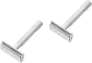 TOVINANNA 2 Sets Manual Shaving Razor Closed Comb Safety Razor for Men Beard Shaver Replaceable Blades Comfortable Grip for Wet Shaving