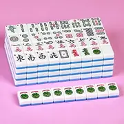 YINIUREN Travel Mahjong Set 24MM American Mahjong Set 166-piece Mahjong Tile Set Blue American Mahjong Tile Set