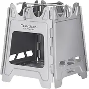 Ti artisan Titanium Wood Burning Stove Foldable Camping Backpacking Stove Portable Wood Alcohol Stove for Outdoor Camping Picnic BBQ