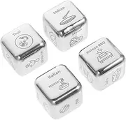 KONTONTY 4pcs Multi Sided Food Decision Dice Stainless Steel Dinner Props Creative Meal Decision Maker Present and Gatherings