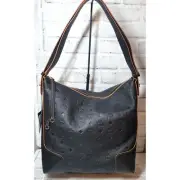 MCM Klara Purse Hobo Bag Large Black Monogram Leather Goldtone Hardware NWT