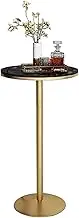 High Top Table, Tall Round Kitchen Breakfast Bar Modern Pedestal Metal Cocktail Bistro Table, 21.7" Meeting Table for 2-4 People, Space Saving Pub Cafe Furniture(Height 75cm/2.5ft)
