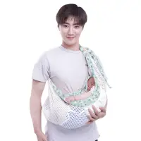 在飛比找momo購物網優惠-【JoyNa】嬰兒背巾背帶哺乳巾寶寶子宮型背巾(透氣款花邊藍