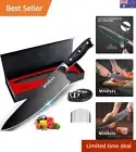 8” Super Sharp Titanium Plated Chef's Knife with Finger Guard and Knife Sharp...
