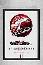 Formula 1 Charles Leclerc Scuderia Ferrari F1-75 Wall Art Picture Print, Racing Driver Helmet Design, A4 frame 31 x 23 cm