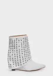 [AZALEA WANG] White Marina Rhinestone Booties