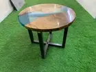 epoxy resin round table, wood resin river coffee table, Kitchen table art decor