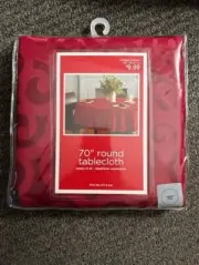Target Essentials Red 70" Round Red Cotton / Polyester Blend Table Cloth (57)