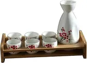 Wine Jug Ceramic Sake Set Sake Set 1 Sake Pot 6 Cups with Bamboo Shelf Sake Cup Set Traditional Ceramic Cups Crafts Wine Glasses Wine Glass