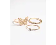 Gold Butterfly Ring Pack