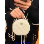 二手正品 CHANEL AP2502 香奈兒 圓餅包 雙拉鍊金鍊 新款 MINI圓包 斜背包手提包 小廢包 含鏡子