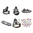 Incense Burner Ceramic Incense Cone Tower Backflow Holder Ornament Home Decor
