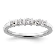 0.35ct. CZ Solid Real 14K White Gold 5-Stone Wedding Band Ring