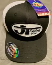 JT Racing USA Oval Trucker Hat Cap Black/White Mesh Flexfit L/XL Motocross BMX