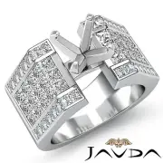 Princess Semi Mount Diamond Engagement Ring Pave Invisible 18k White Gold2.62Ct