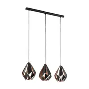 Carlton 3 Light Pendant Black and Copper Steel - 49991N