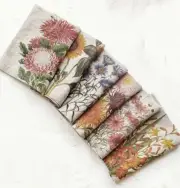 Country Flower Linen Napkins Set Of 6 100% Natural Linen 18” X 18”