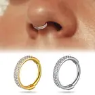 1PCS Surgical Stainless Steel Septum Clicker Segment Zircon Nose Rings