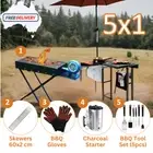 5 x 1 - Charcoal BBQ Grill Bundle + (Gloves -Tool Set - Chimney - Skewers 2cm)