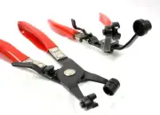 2Pc Hose Clamp Pliers Tools Angle Swivel Jaw Locking Flat Band Fuel Coolant Clip