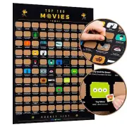 Top 100 Movies Scratch Off Poster | Selected IMDB Top 100 Movies Poster + BON...