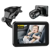 Baby Car Camera, 4.3" HD Night Vision Car Baby Monitor with Camera, Safety Se...
