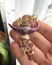 KIRKS FOLLY Purple Sparkling "ALLADIN'S LAMP BROOCH" with Box New