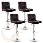 Artiss Set of 4 Bar Stools Gas lift Swivel Steel and Chocolate