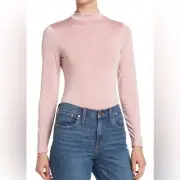 Melrose and Market Pink Mock Neck Open Back Long Sleeve Top - Women size medium
