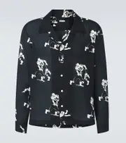 [Bode] Bode Football Silhouette printed linen shirt UK 16 black