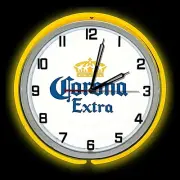 19" Corona Extra Beer Sign Double Neon Clock Yellow Neon Man Cave Bar Garage