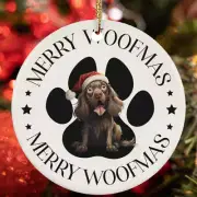 Merry Woofmas Boykin Spaniel Dog Paw Lover Christmas Ornament Gift Decor Hanging