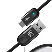 Cafele 2.4A Nylon Braided Type C Fast Charing Data Cable With LED Light 1.2M For Smart Phone Tablet 29 BLUE
