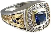 [Mnyixsi] 18K Gold Plated Retro with Sapphire Diamond Mens Ring CZ Vintage Ring Square Gemstone Stering Silver Ring 2 Tone Intertwined Cocktail Ring Preserving Luxury Diamond Ring Gentleman